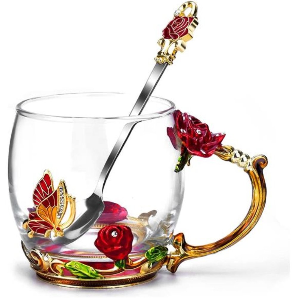Gifts for Mom Women Mothers Day Glass Coffee Enamels Mug Best Birthday Butterfly